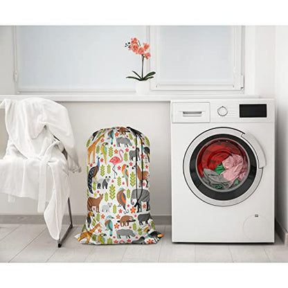 Swono Laundry Basket Clothes Hamper Bag Wild Animal Tropical Animals Puma Panda Koala Elephant Peacock Toucan Collapsible Dirty Clothes Storage Laundry Organizer - color: Wild Animal