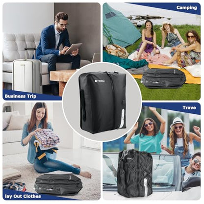TPU Vacuum Bag for Travel, 70D Nylon Reusable Compression Bag with IP67 Waterproof Zipper, Compression Packing Cubes for Clothing, Space Saver Bags for Luggage and Backpack(Gray-2 PCS) - color: Gray-2 CPS