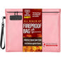 ROLOWAY Fireproof Document Bag (14.5 x 11.5 inch), 6400℉ Fireproof Money Bag with Zipper for Cash, Fire Safe Money Pouch with Lock (Pink) - color: Pink