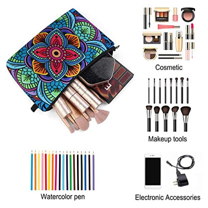 MAGEFY Small Makeup Bag, Portable Travel Cosmetic Bag Zipper Pouch Waterproof Makeup Pouch Multifunctional Small Bag for Women (1 pack, dark blue flower 0179) - color: dark blue flower 0179