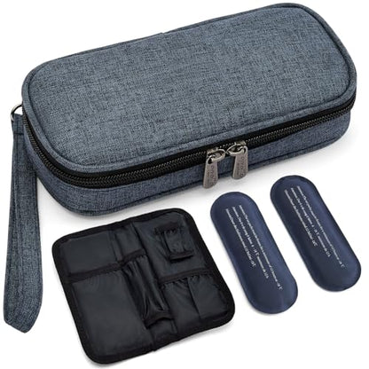 apollo walker Insulin Cooler Travel Case Diabetic Medication Cooler with Ice Packs and Insulation Liner insulin travel case tsa approved - color: Navy, size: Small