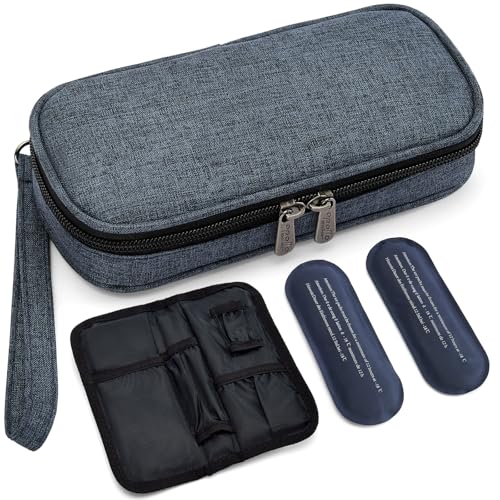 apollo walker Insulin Cooler Travel Case Diabetic Medication Cooler with Ice Packs and Insulation Liner insulin travel case tsa approved - color: Navy, size: Small