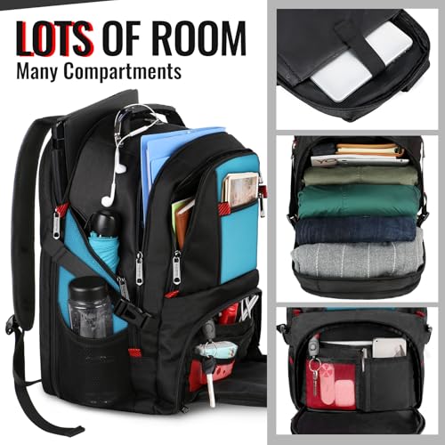 YOREPEK Large Backpack for Men, Extra Large Laptop Backpacks for Men Women, Water Resistant Travel Backpack Airline Approved Business Work Bag Fits 17 Inch Computer, Black - color: Blue, size: 17 Inch
