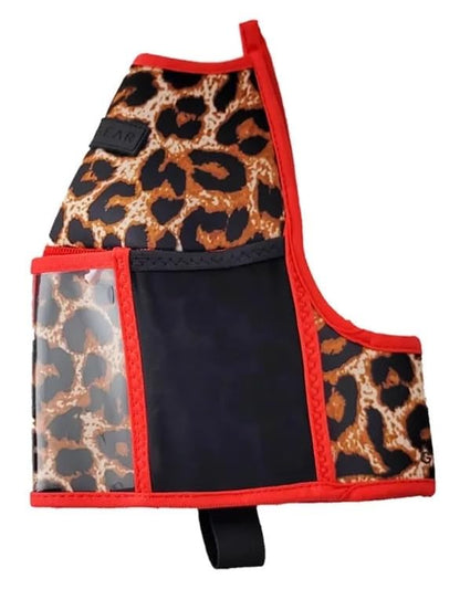 Half-Gallon Fitness Hydration Cover | Neoprene Insulated Cooling & Portable Gym Water Bottle Carrier | CASE with Storage Pockets - color: LEOPARD RED