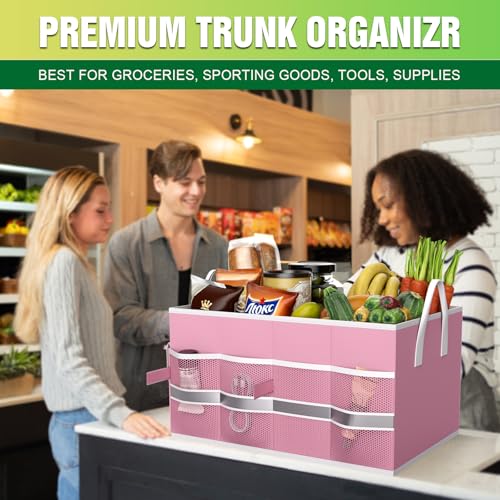 K KNODEL Car Trunk Organizer, Collapsible Car Trunk Storage Organizer, Car Organizer and Storage for SUV, Truck, Sedan (Small, Pink) - color: Pink, size: Small-No Lid