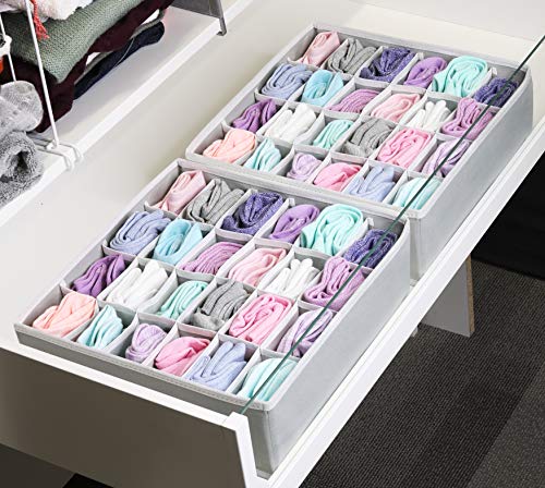 Simple Houseware 2 Pack Closet Sock Organizer, 24 Cell Drawer Divider, Gray - color: Gray, size: 2 Pack