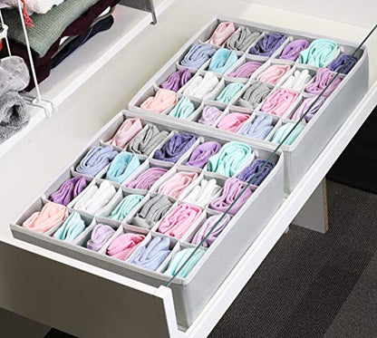 Simple Houseware 2 Pack Closet Sock Organizer, 24 Cell Drawer Divider, Gray - color: Gray, size: 2 Pack