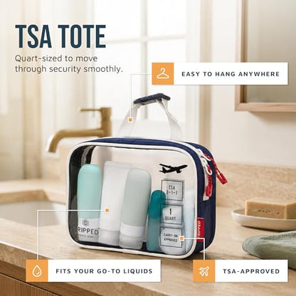 Toiletry Bag Kit 3 Piece Set: Hanging Travel Toiletry Bag + 311 TSA Cosmetic Liquid Bag + Accessory Organizer Pouch - color: Navy