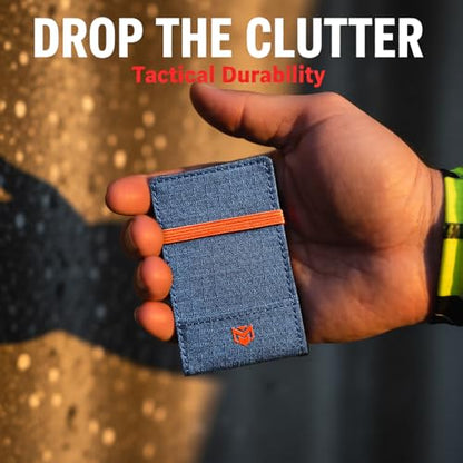 RFID Minimalist Slim Wallet for Men and Women, Holds Up to 12 Cards, Cash, Key Thin and Lightweight Credit Card Holder (Blue Microfiber – Ember Edition) - color: Blue Microfiber – Ember Edition