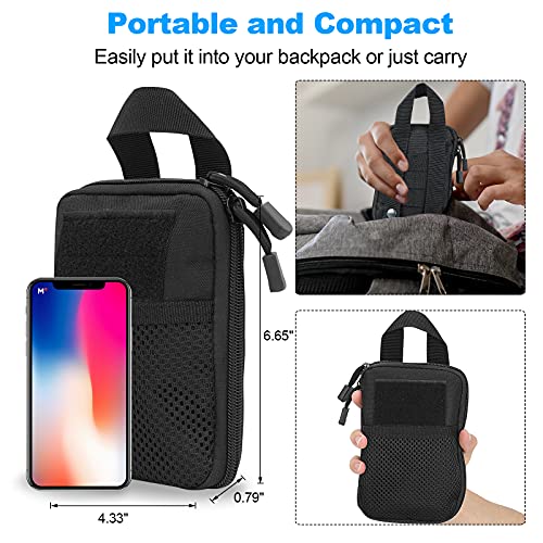 Tactical EDC Pocket Organizer Pouch, Mini Small Tool Storage Pouch Bag Portable Nylon Molle Compatible Military Utility Pouch for Electronic Accessories, Aid Kits, Multitools, Tactical Accessories