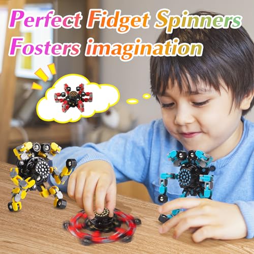 Gokeey Transformable Fidget Spinners for Kids and Adults Stress Relief Sensory Toys for Boys and Girls Fingertip Gyros for Kids Classroom Birthday Party Favors - style: fidget toys 48pc
