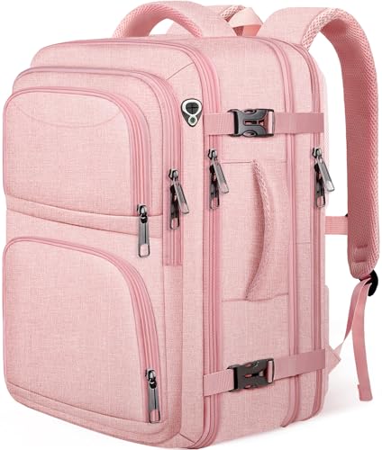 Travel Backpack for Women, Expanable Carry on Backpack, TSA 17.3 inch Laptop Bag Flight Approved, Lightweight Waterproof Business Luggage Bag, Travel Gifts for Women, Pink - color: Pink, size: X-Large