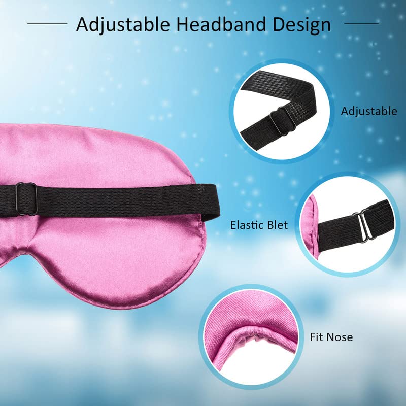 BBTO 4 Pcs Silk Sleep Eye Masks Smooth Soft Satin Eye Covers with Adjustable Strap Blindfold for Sleeping Blocking Out Lights Travel Relaxation (Purple, Pink, Sky Blue, Taro Color) - color: Purple, Pink, Sky Blue, Taro Color