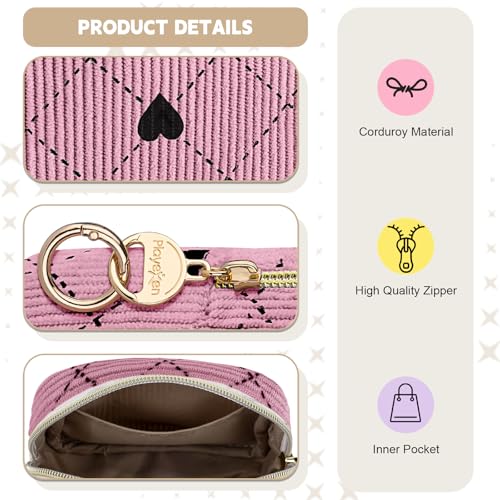 Period Bag for Teen Girls, Corduroy Hearts Sanitary Napkin Storage Bag, Cute Menstrual Pad Pouch Tampon Holder for Purse (Hearts-Beige) - color: Hearts-Beige