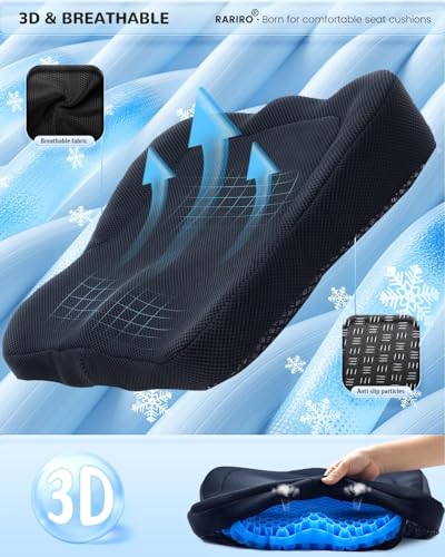 Thickened Gel Seat Cushion, Egg Gel Chair Pads for Wheelchair Pressure Coccyx Sciatica Pain Relief, Cooling Desk Seat Cushion for Kayak, Car, Office Chair Long Sitting[Blue-2.75"] - color: Blue, size: 16.9*14.5*2.75in