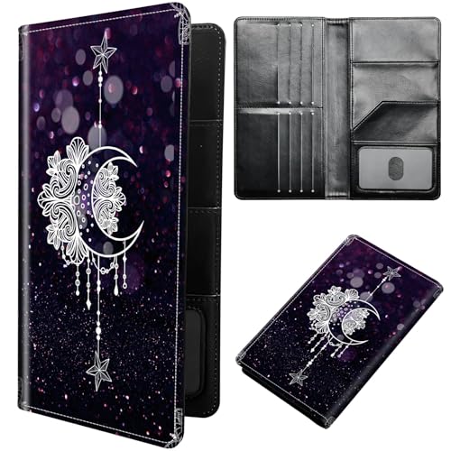 Moonflower Passport Holder Cover Passport Wallet Travel Wallet Organiser with RFID Blocking Card Holder Wallet Family Holder Protection Case for Women, Men - color: Moonflower