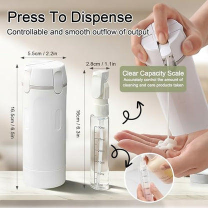 4 in 1 Travel Dispenser Bottles Refillable,Travel Shampoo and Conditioner Bottles，No Spill Space Saving Compact,for Vacation Business Trip(White - color: white