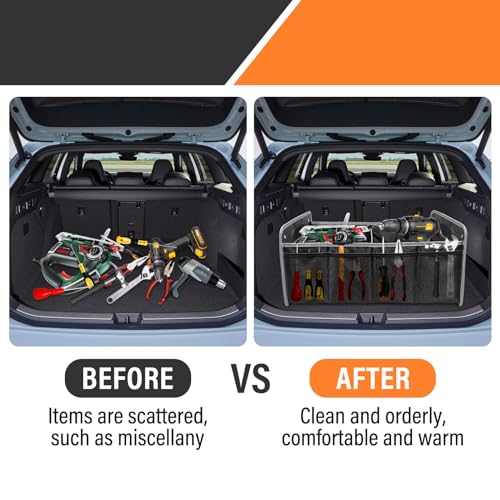 Car Trunk Organizer, Trunk Storage Box with Handle For Dodge Charger Challenger Durango, Collapsible 2 Compartment Automotive Storage Box, Waterproof Oxford Polyester Travel Accessories (B)