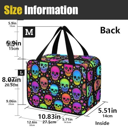 MNSRUU Hanging Toiletry Bags for Women Travel, Gothic Bright Skulls Toiletry Organizer Portable Travel Toiletry Bags Clear Wash Bags Makeup Bag Cosmetic Bag - color: Skulls 197