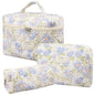honitty Makeup Bag,Quilted Cosmetic Bags,Large Floral Make Up Organize bag,Makeup Bag Set for Women,Flower Travel Toiletry Bag - color: Blue-Flower