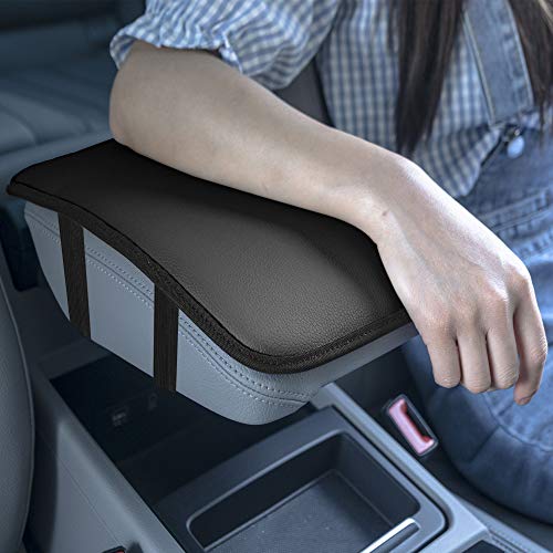 FH Group Faux Leather Center Console Armrest Cushion, Luxury Seat Box Cover Protector fits Most Cars, SUVs, and Trucks Black - color: Black, style: Console Cover (Plain)