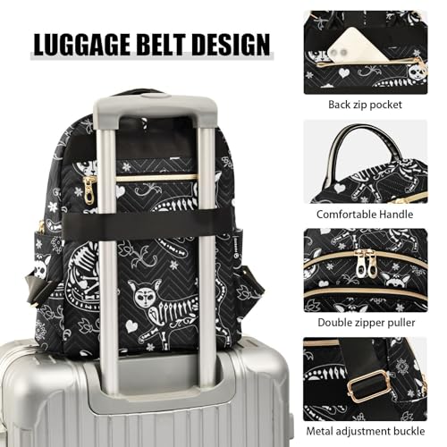 Women Fashion Backpack Purse Casual Lightweight Travel Shoulder Bag Death Cat Rucksack Ladies Bag, Medium - color: Death Cat, size: Medium