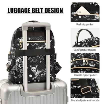 Women Fashion Backpack Purse Casual Lightweight Travel Shoulder Bag Death Cat Rucksack Ladies Bag, Medium - color: Death Cat, size: Medium