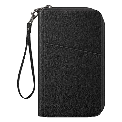 Fintie Family Passport Holder Wallet, RFID Blocking Travel Document Organizer Clutch Bag Credit Cards Case Cover for Women Men - color: Black