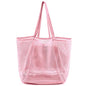 HOHOM Beach Bags for Women, Summer Travel Mesh Tote Bag with Large Inner Pocket, Sandproof Woven Shoulder Handbag - color: Pinky