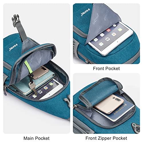 G4Free RFID Sling Bag Crossbody Backpack Small Chest Shoulder Bag Hiking Outdoor - color: Teal Blue