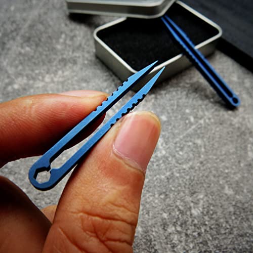 Canku 2pcs Mini Tweezers Titanium Portable Titanium Alloy EDC Tweezers Survival Camping Outdoor Travel Mini Tool(Double Blue)) … - color: Green