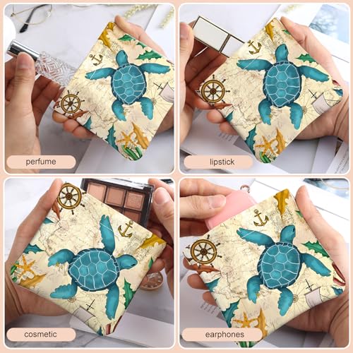 2Pcs PU Leather Small Squeeze Coin Purse Pouch Mini coin Bag Unique And Cute Wallet Cosmetic Bags Change Bag For Women Girls Men Map Turtle Pattern - color: Map Turtle Pattern