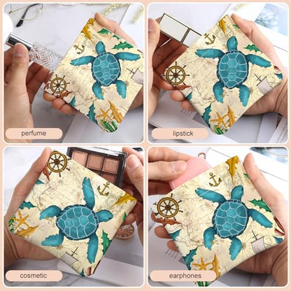2Pcs PU Leather Small Squeeze Coin Purse Pouch Mini coin Bag Unique And Cute Wallet Cosmetic Bags Change Bag For Women Girls Men Map Turtle Pattern - color: Map Turtle Pattern