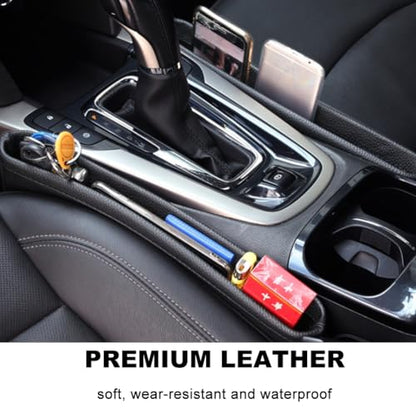 Tumecos Car Seat Pockets PU Leather Car Console Side Organizer Seat Catcher Holders Compatible with Phone Key Wallet Phone Sunglasses 2 Pack (Brown) - color: Brown