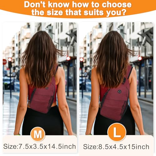 Pritent Crossbody Bags for Women Men Trendy Sling Bag Backpack Casual Chest Bag with Convertible Shoulder Strap - color: Wine Red, size: Medium