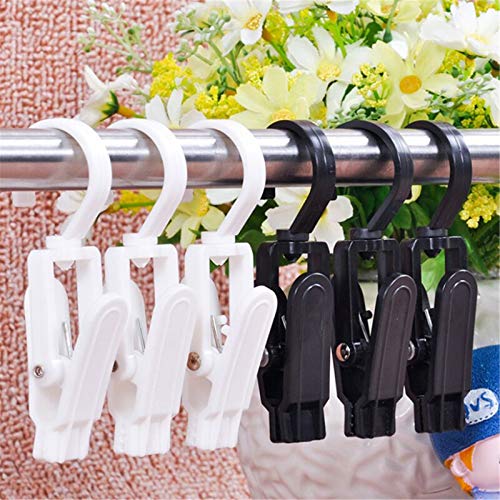 10 PCS Super Strong Plastic Swivel Hanging Hooks Home Swivel Laundry Clips Curtain Clips Clothes Pins Beach Towel Clips, 4.3inch, Black - color: Black