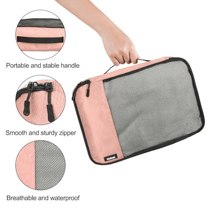 Packing Cubes for Travel Essentials,4 Set Packing Cubes for Suitcases,Lightweight Mesh Luggage Organizer Bag,Meat pink - color: Meat pink