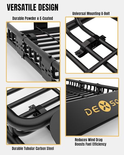 51" x 36" Universal Roof Rack Basket, 200 Lbs Capacity Rooftop Cargo Carrier Basket with 15 Cubic Feet (44" x 34" x 17") Waterproof Luggage Bag, for Suvs, Trucks, Vehiclesor Suvs, Trucks, Vehicles - size: 51" x 36"w/Bag