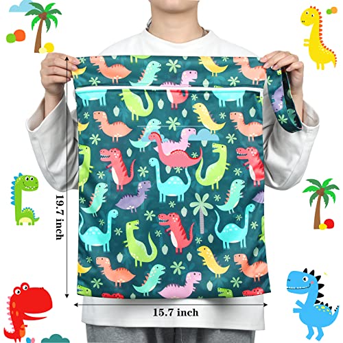 Shappy 2 Pack Large Travel Laundry Bags, Large Wet Dry Waterproof Dirty Clothes Bag for Suitcase, Swimsuit Beach Gym College Dorm Wet Bag(Dinosaur Style) - style: Dinosaur Style