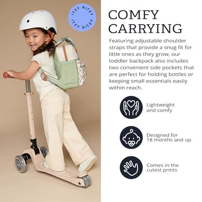 Itzy Ritzy Toddler Backpack - Daycare Bag - Features Adjustable Shoulder Straps, 2 Side Pockets & Spacious Interior with Wipeable Fabric Lining & Name Label, Checkerboard Backpack - color: Checkerboard