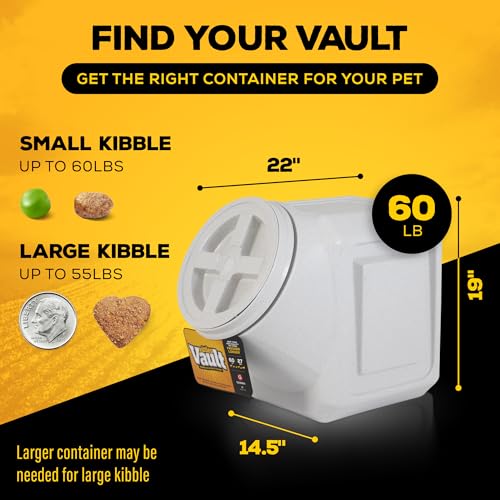 Vittles Vault Traditional Pet Food Storage Container For Dog Kibbles/Bird Seed/Oatmeal/Rice/Flour/Cereal, BPA Free Plastic, Sealed Airtight For Cat Food, Up To 60 lb, Made in USA, With Scoop, Gray - size: 60 Pounds
