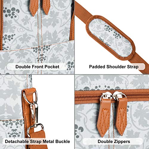 Tirrinia Insulated Wine Gift carrier - 3 Bottle Travel Padded Wine Carry Cooler Tote Bag with Handle and Adjustable Shoulder Strap, White Flower - color: White Flower