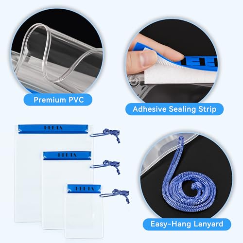 HEETA 5-Pack Clear Waterproof Dry Bag Pouch, Water Tight Cases Dry Bags Document Holder for Camera Mobile Phone Maps, Kayaking Boating - color: Blue