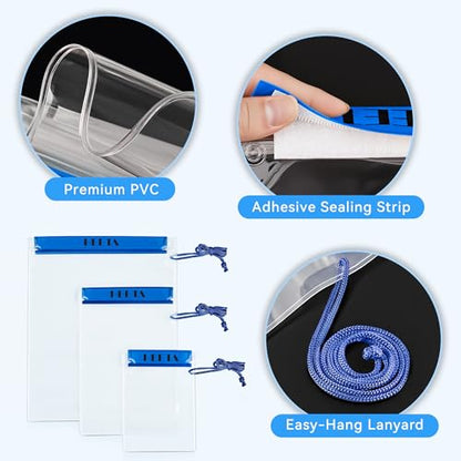 HEETA 5-Pack Clear Waterproof Dry Bag Pouch, Water Tight Cases Dry Bags Document Holder for Camera Mobile Phone Maps, Kayaking Boating - color: Blue