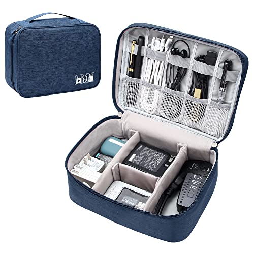 SELLYFELLY Electronics Organizer Travel Universal Cable Organizer Bag Waterproof Electronics Accessories Storage Cases for Cable, Charger, Phone, USB, SD Card, Hard Drives, Power Bank, Cords - color: Double-Dark Blue