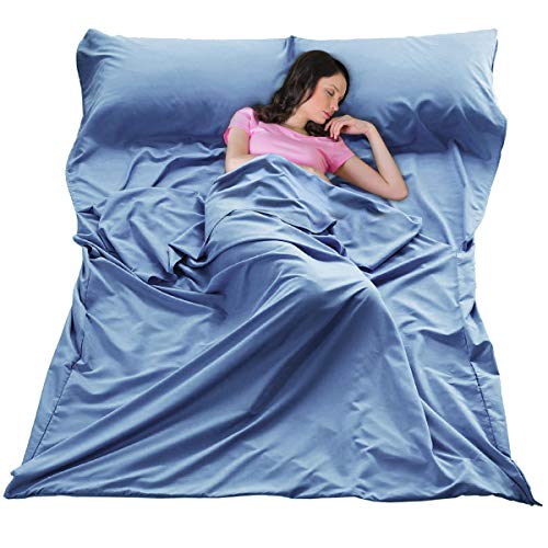 Sleeping Bag Liner Ultralight Travel Sheet Dirt-Proof Camping Sheets Compact Hotel Sleeping-Sack for Outdoor Backpacking Hiking - color: Blue, size: 83x63"