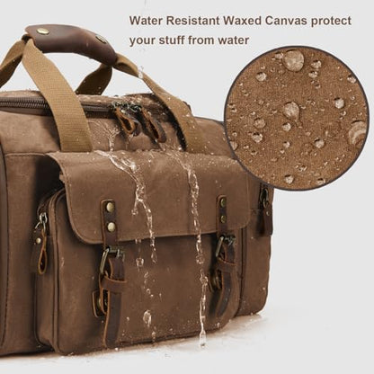 Waxed Canvas Duffel Bag 50L, Coffee | Waterproof, Travel, Overnight, Weekender - color: Coffee