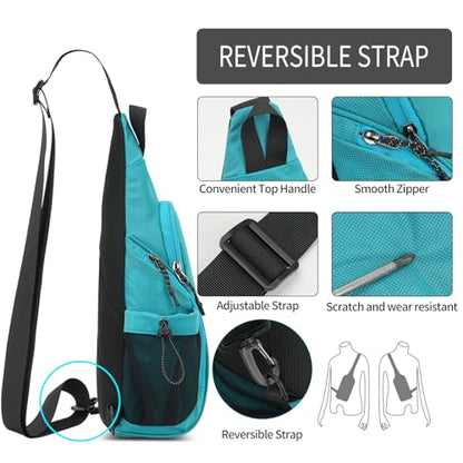 Peicees Small Sling Bag with 2 Bottle Holders (Suitable for 2.5 IN Diameter Bottle), Sling Backpack Crossbody Bag Chest Daypack for Daily Use Travel, Bottle Not Included, Green - color: Green