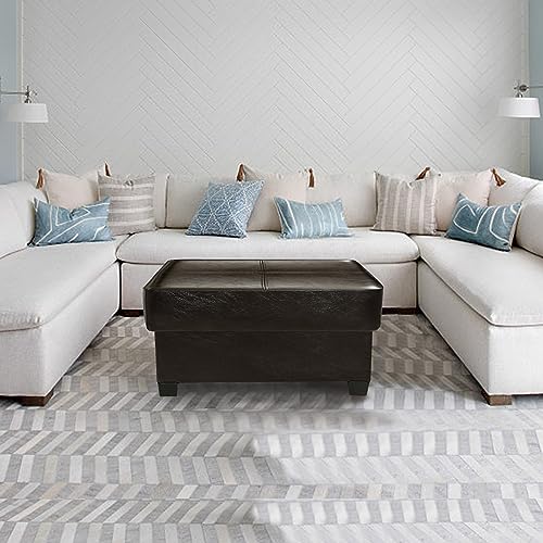 GLAXYFUR Folding Storage Bench, Cube PU Leather Footstool with Legs, Coffee Table, Ottoman with Storage for Living Room, 23.6 x 23.6 x15 Inches, Brown - color: 23.6" Brown