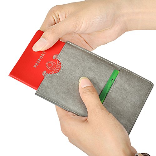 XEYOU Passport Holder Cover - Ultra Slim Premium Vegan Leather Travel Wallet Case Cover (Grey) - color: Grey